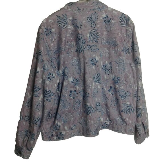 Christopher & Banks Women’s Button Up Shirt Size Large purple with blue flowers - Picture 3 of 3